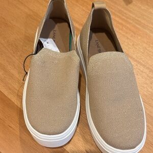Lane Bryant Slip-On Knit Sneakers in Tan with White Sole